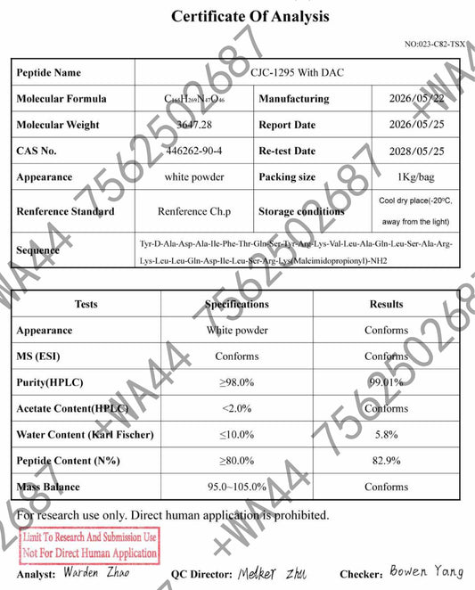 CJC-1295 with DAC for Research ≥99% Purity COA