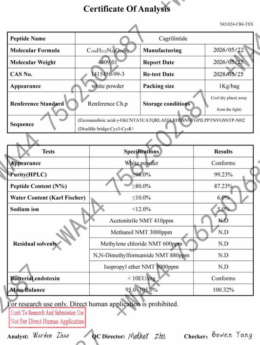 Cagrilintide 5mg for Research ≥99% Purity with COA