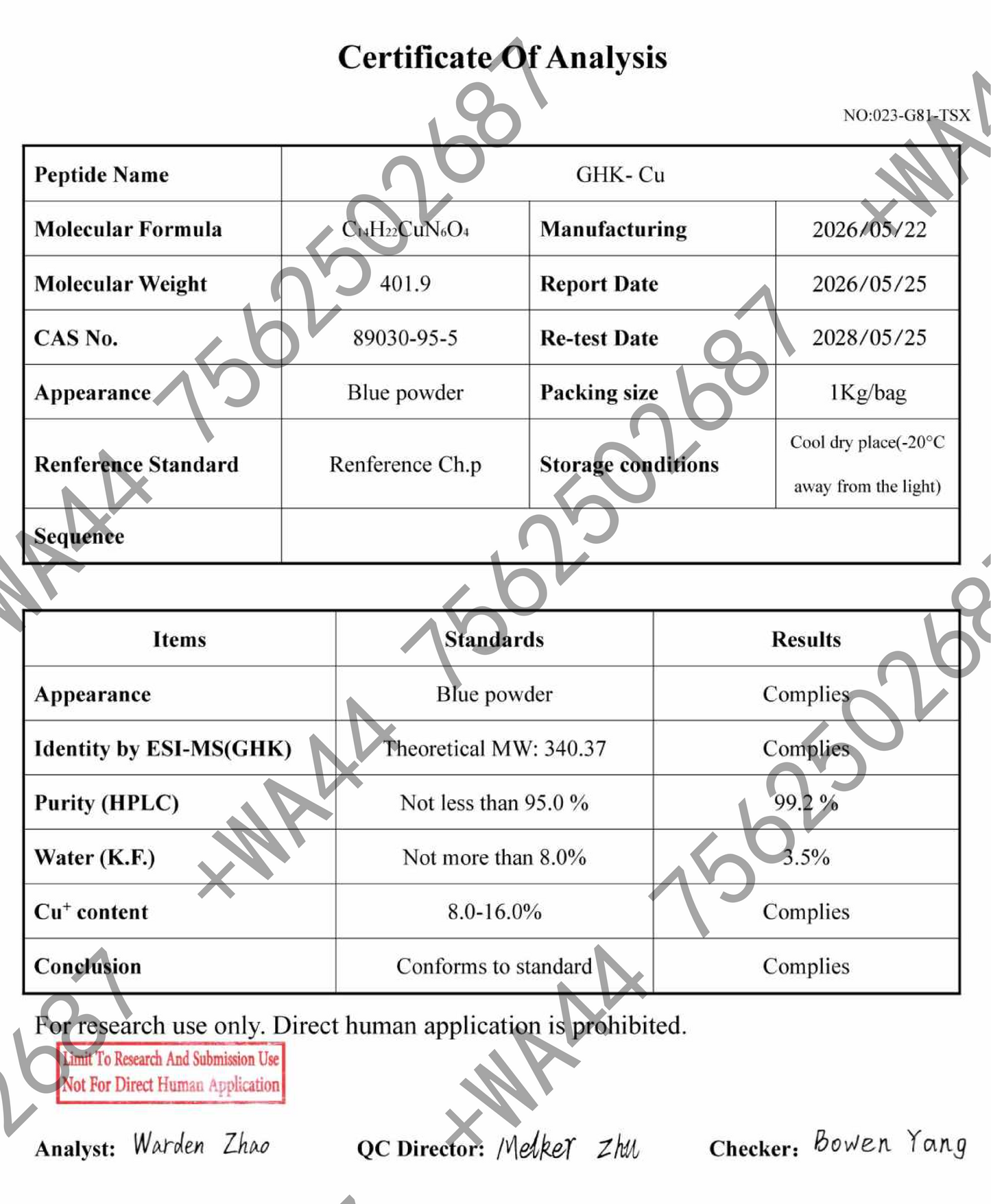 GHK-CU 50mg for Research ≥99% Purity with COA