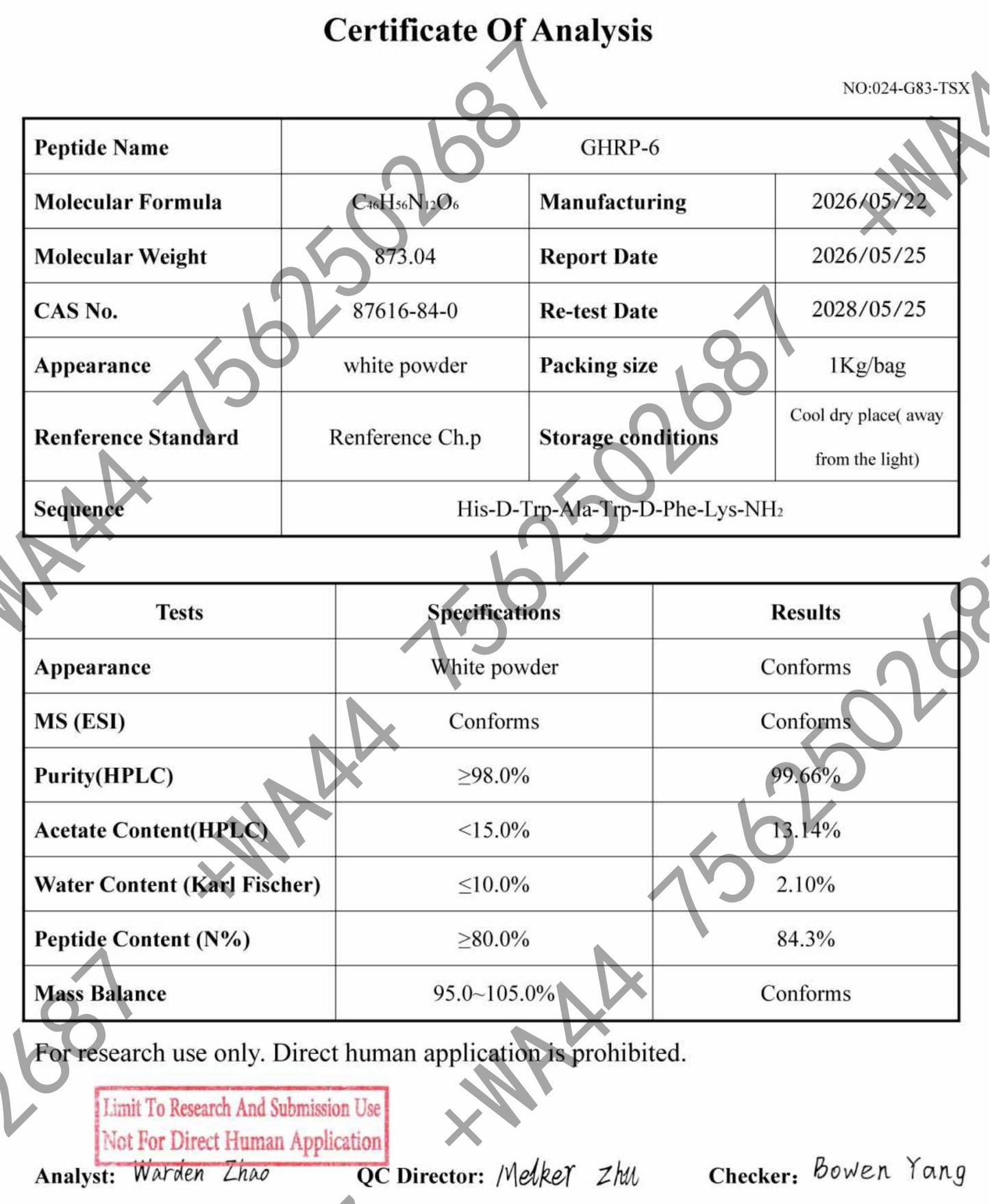GHRP-6 5mg for Research ≥99% Purity with COA