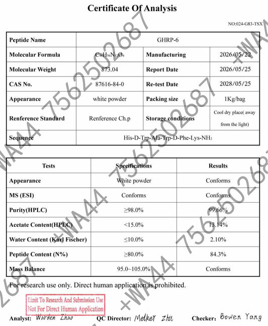 GHRP-6 5mg for Research ≥99% Purity with COA