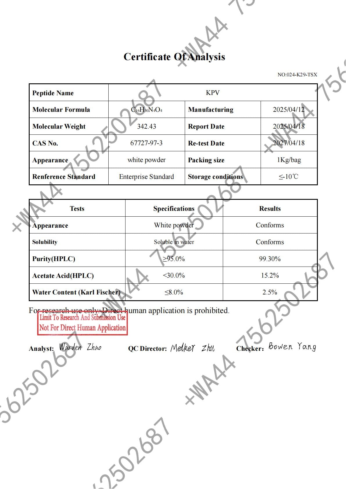 KPV for Research ≥99% Purity with COA