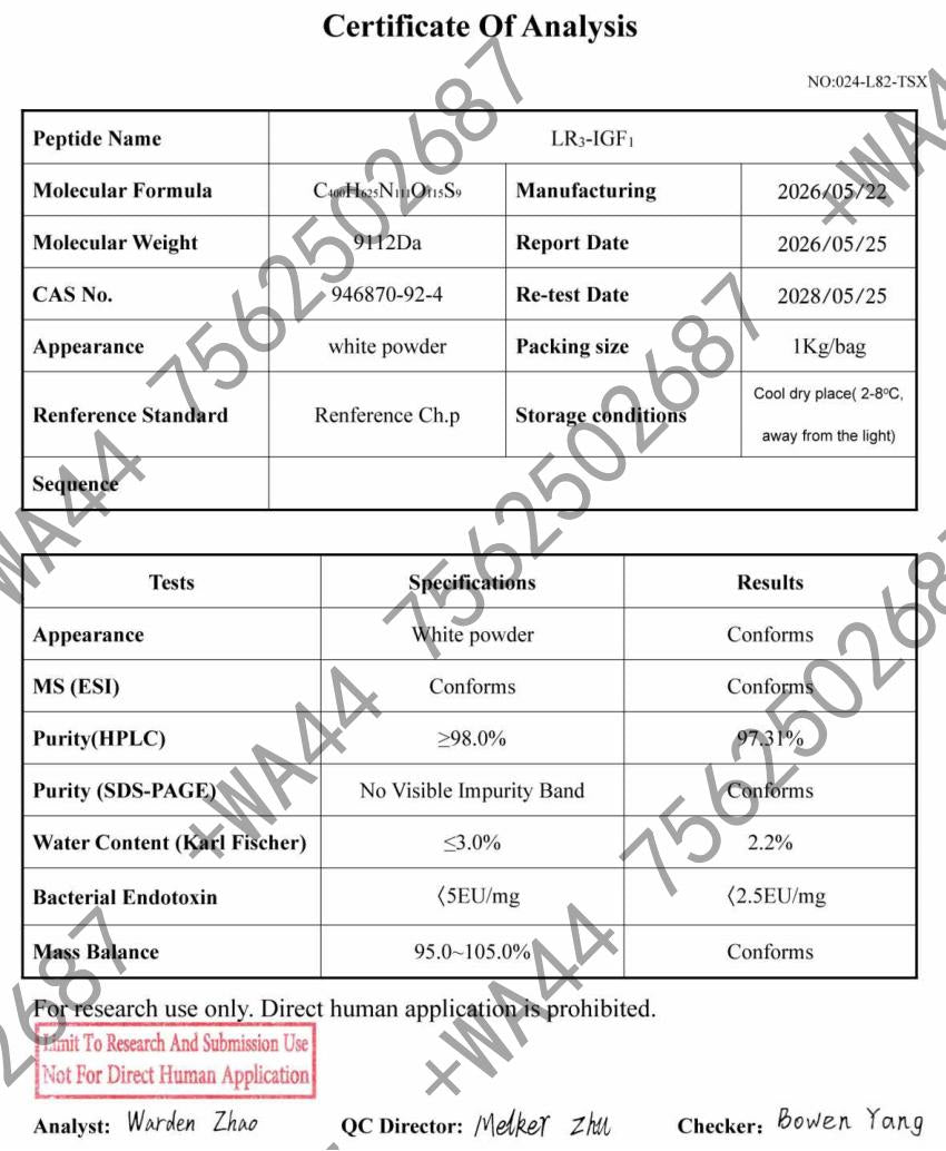IGF-1 LR3 0.1mg for Research ≥99% Purity with COA