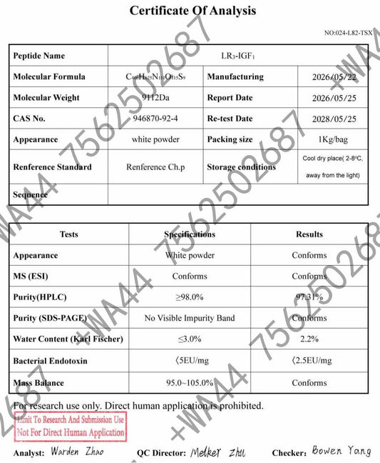 IGF-1 LR3 0.1mg for Research ≥99% Purity with COA