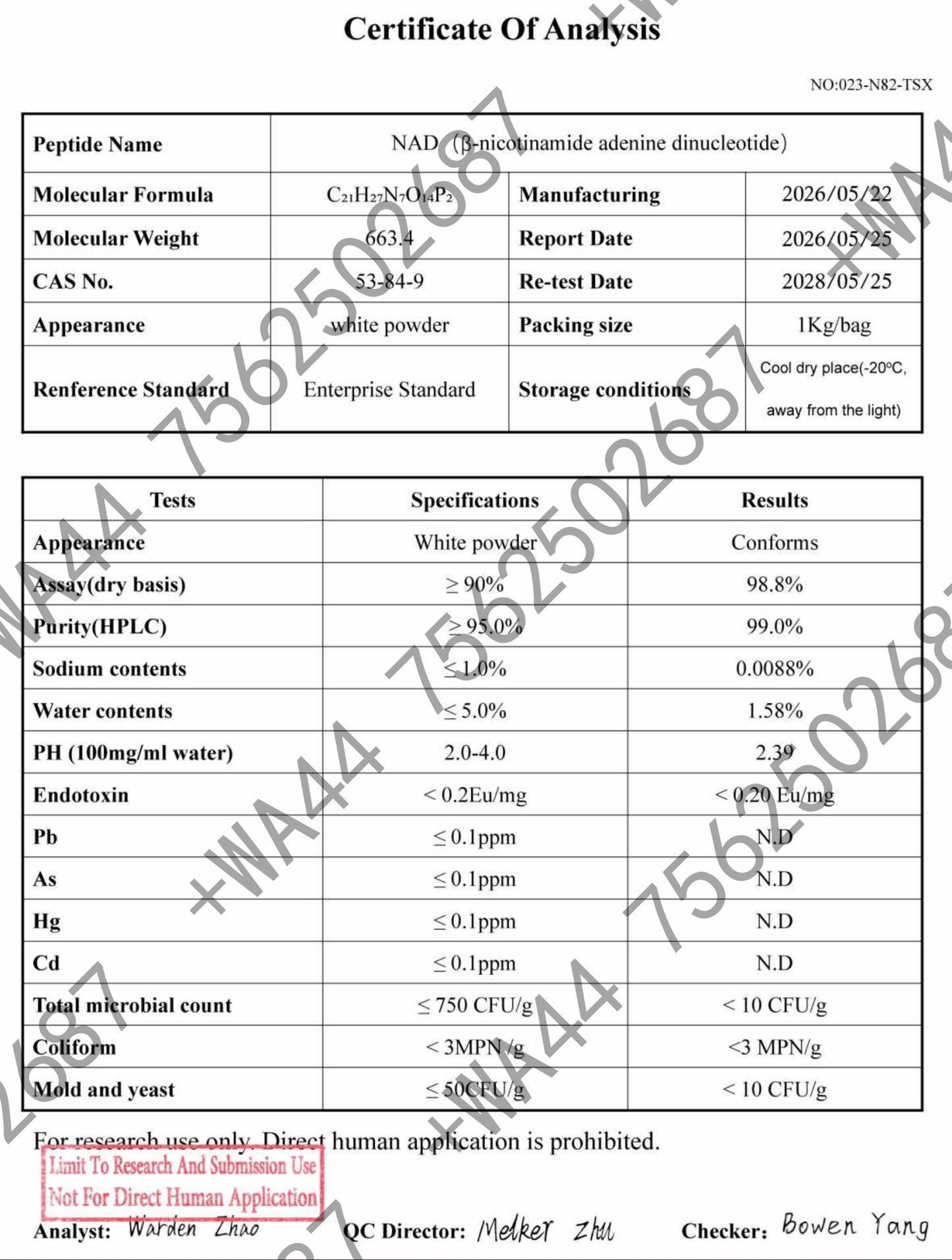 NAD+ 100mg for Research ≥99% Purity with COA