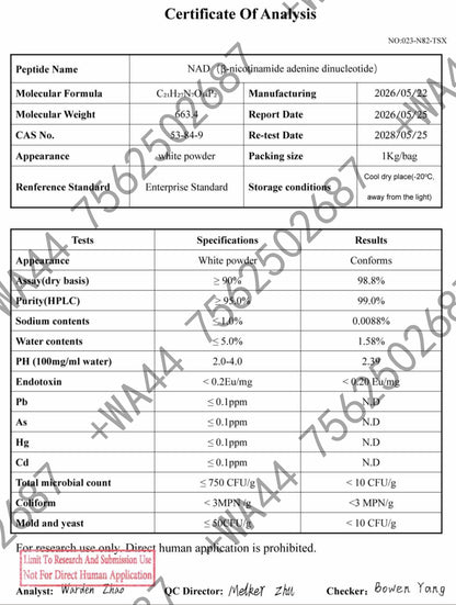 NAD+ 100mg for Research ≥99% Purity with COA