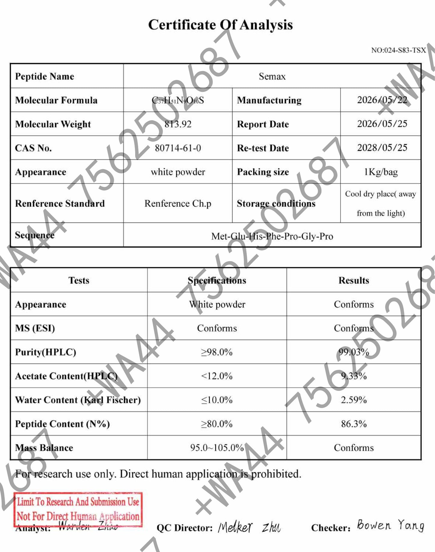 Semax 5mg for Research ≥99% Purity with COA