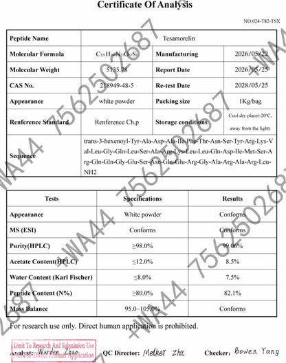 Tesamorelin 5mg for Research ≥99% Purity with COA