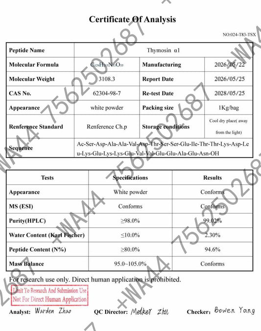 Thymosin Alpha-1 5mg for Research ≥99% Purity with COA