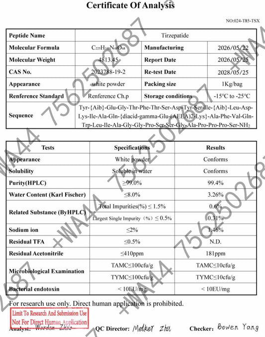Tirzepatide 5mg >99%Purity for Research with COA