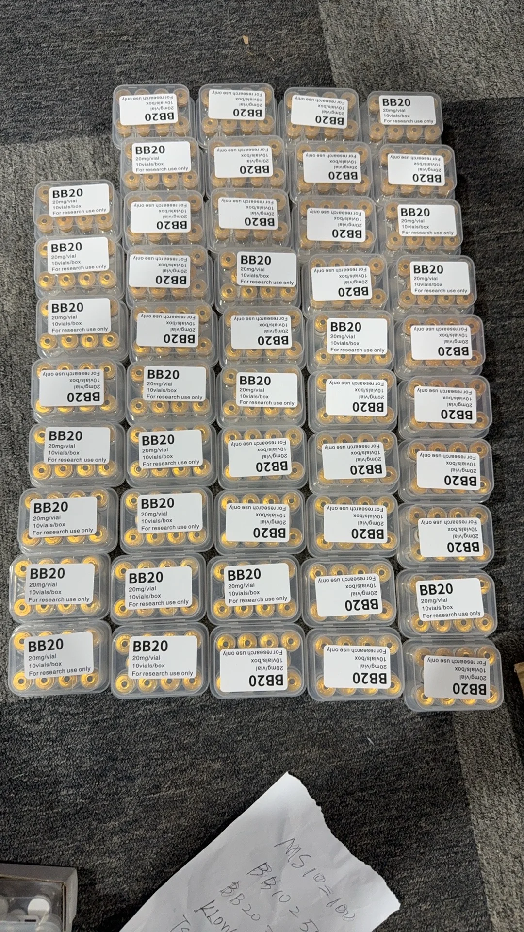 BB20 BPC-157 and TB-500 20mg research vial boxes